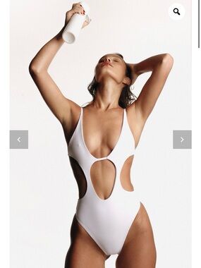 Asymmetric White Cutout One-Shoulder Swimsuit